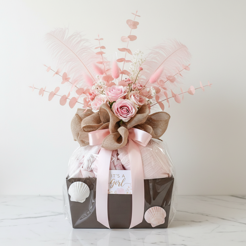 Baby Shower Luxury Basket - Pink Girl