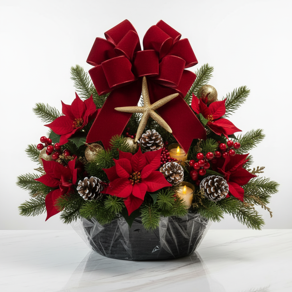 Christmas Basket - Red Ribbon