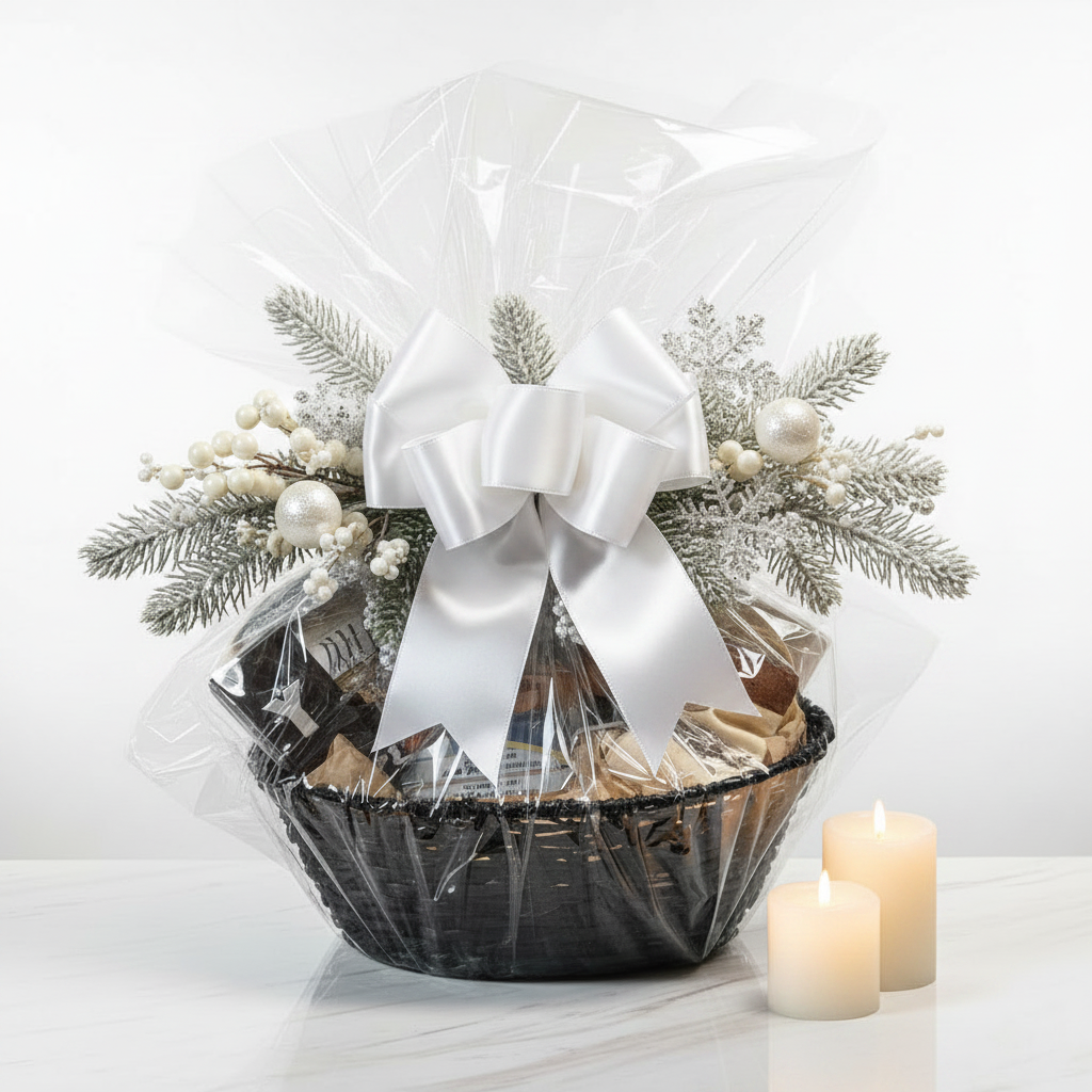 Christmas Basket - White Ribbon