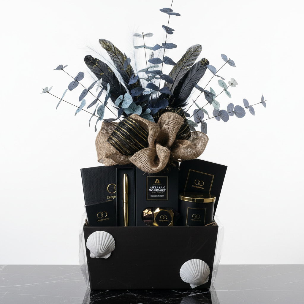 Corporate Gifting Basket - Black & Gold Box