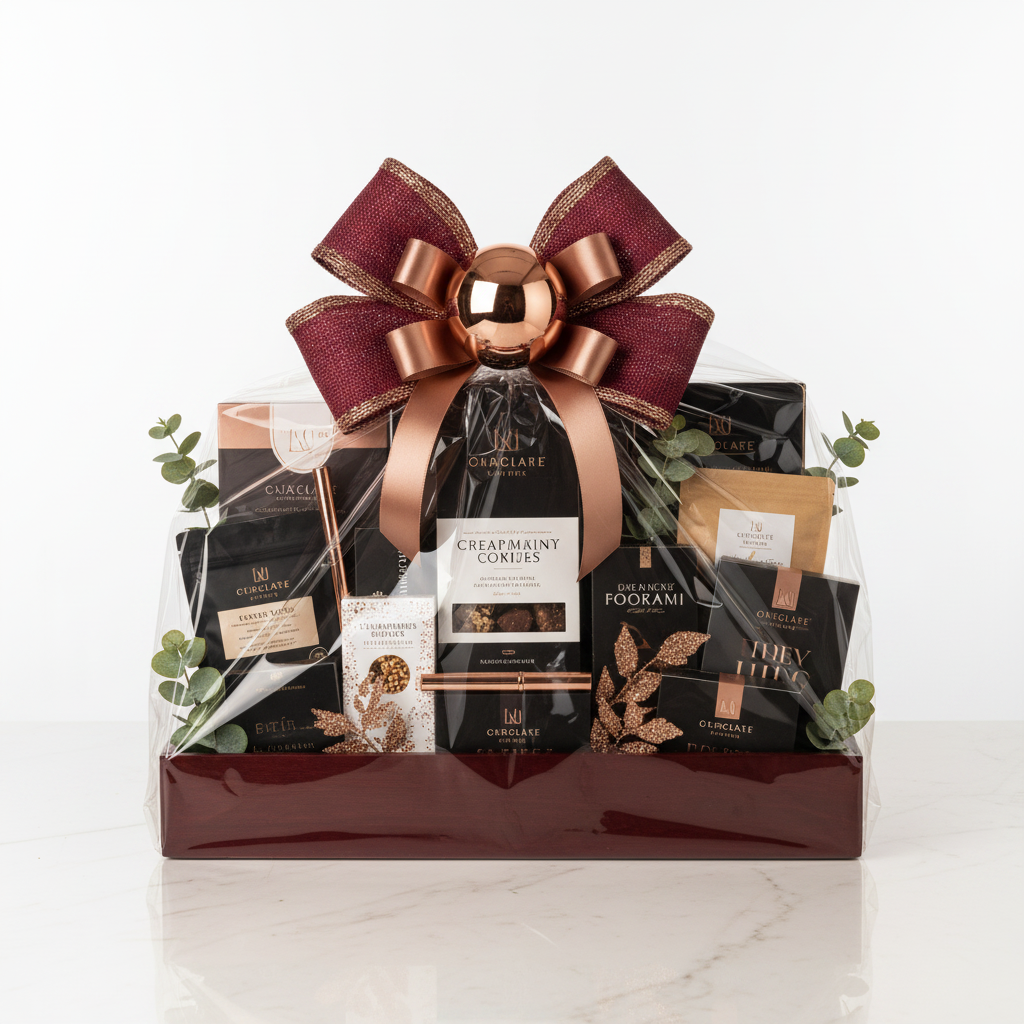 Corporate Gifting Basket - Burgundy & Rose Gold
